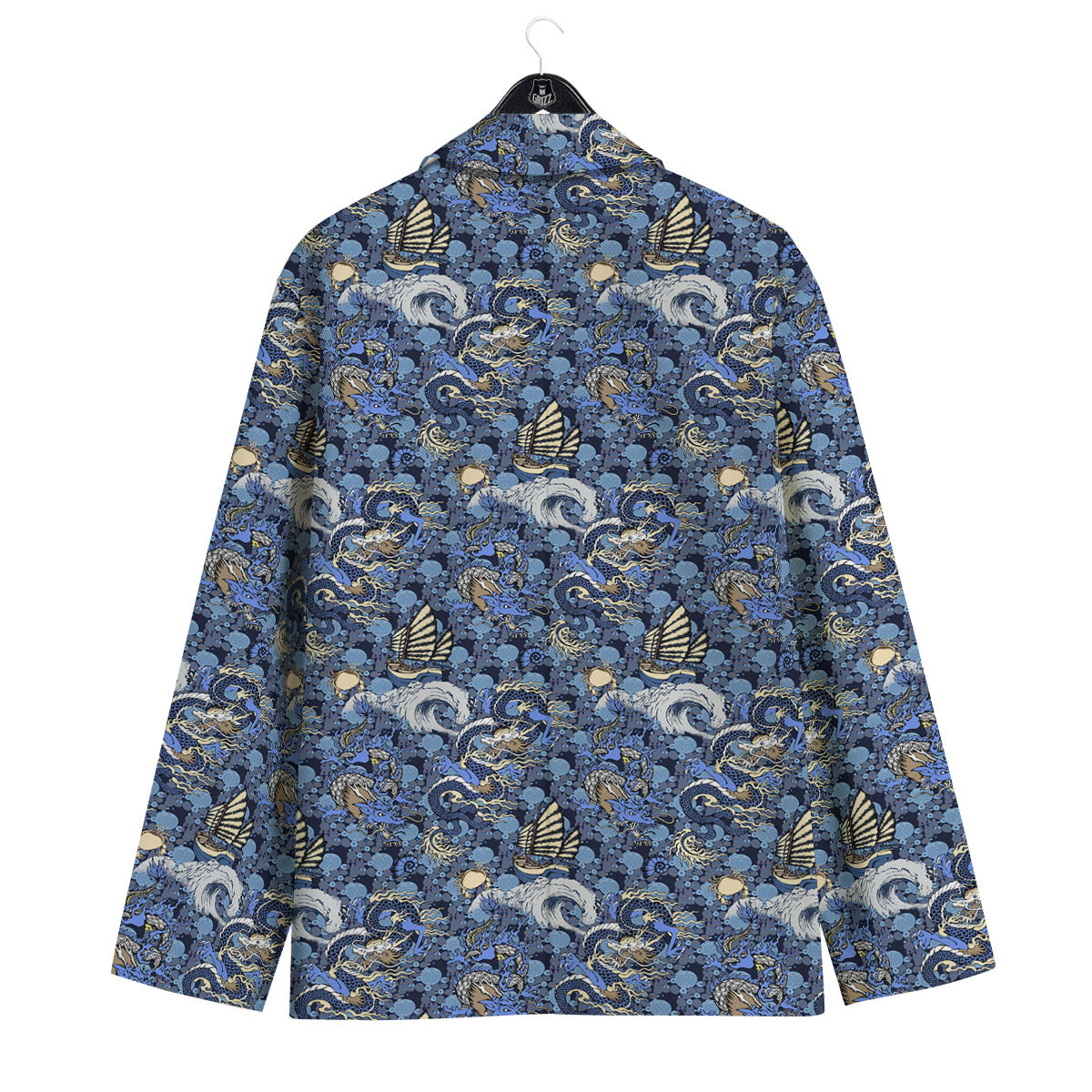 Chinese Dragon Sea Print Pattern Men's Sport Coat-grizzshop