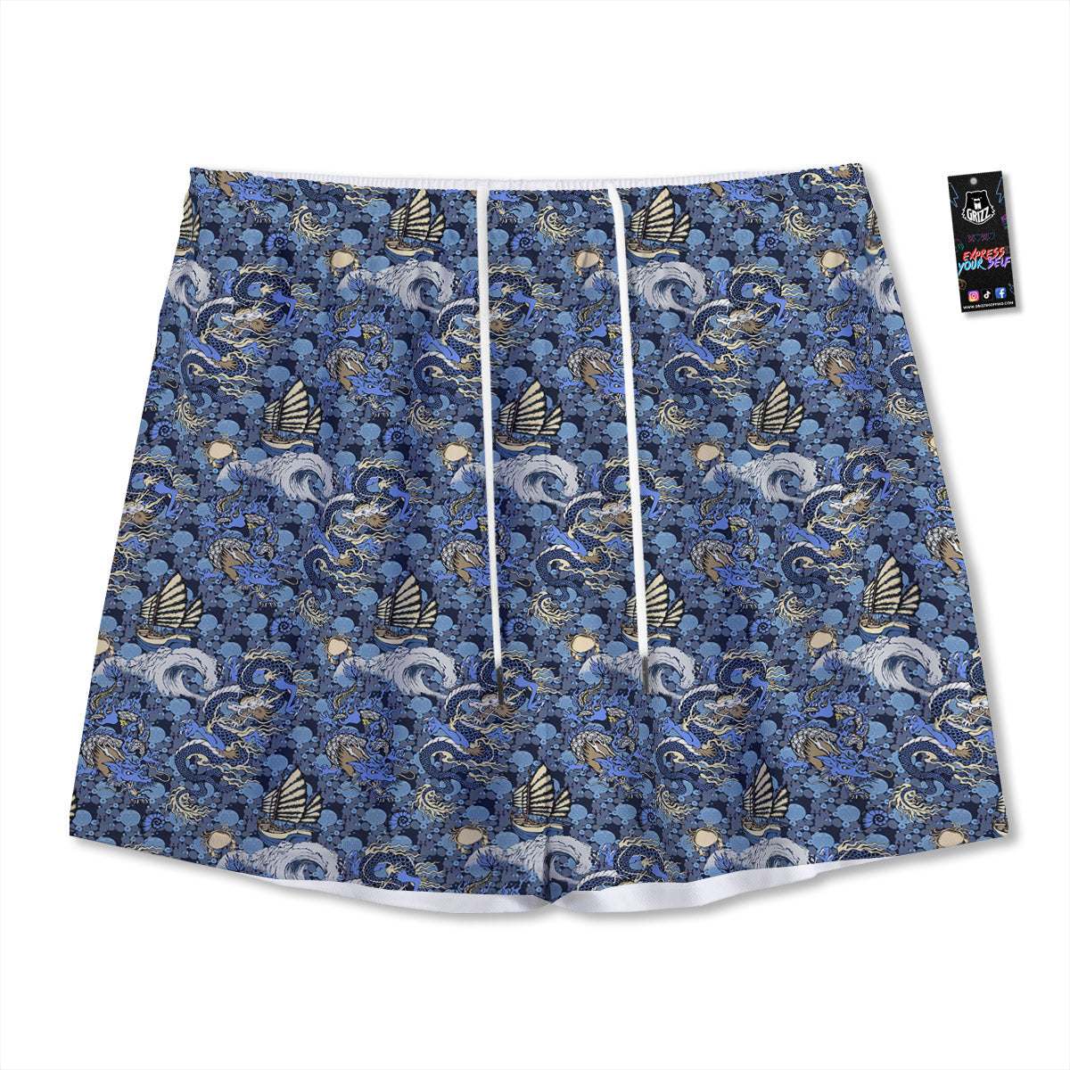 Dachshund Wearing Red Sunglasses Print Mesh Shorts