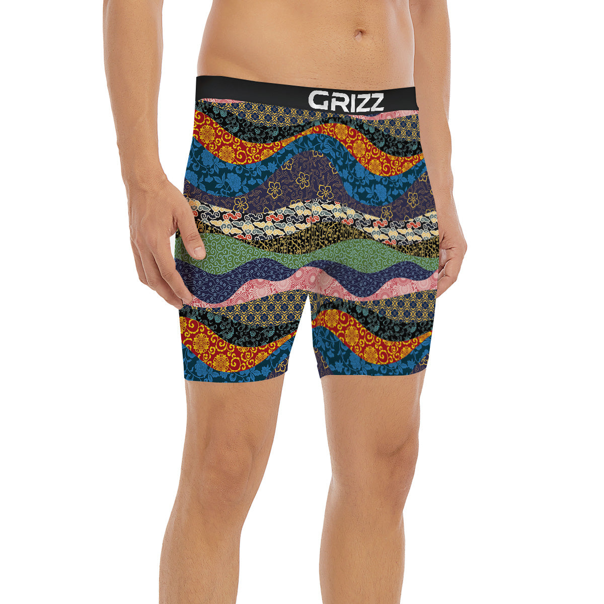 Chinese Fabric Art Print Pattern Boxer Briefs-grizzshop