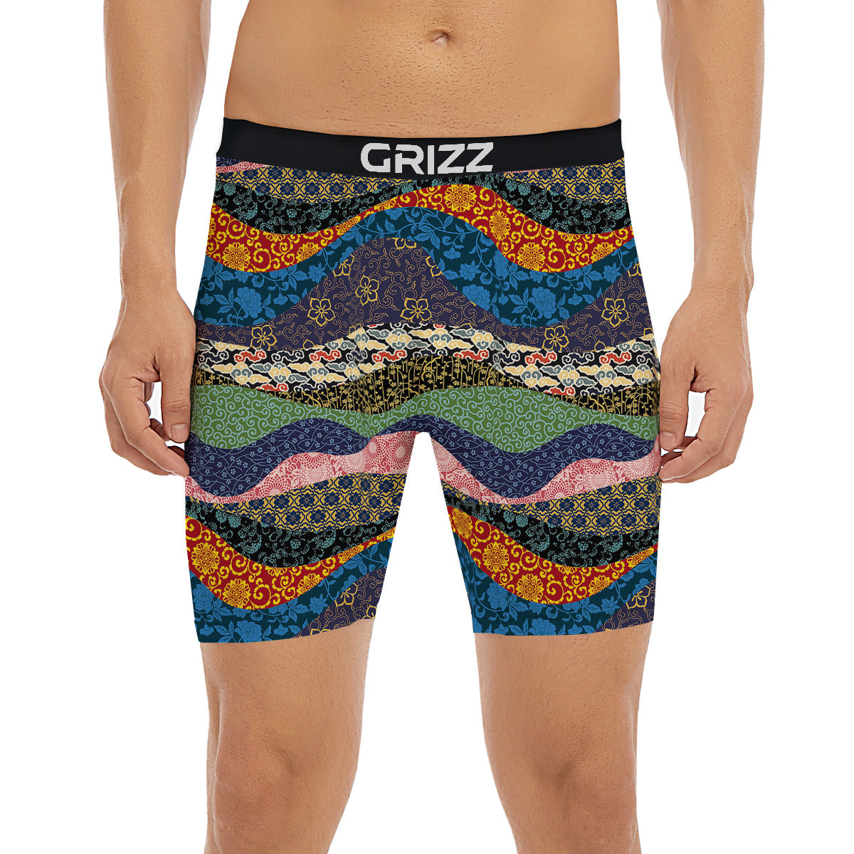 Chinese Fabric Art Print Pattern Boxer Briefs-grizzshop