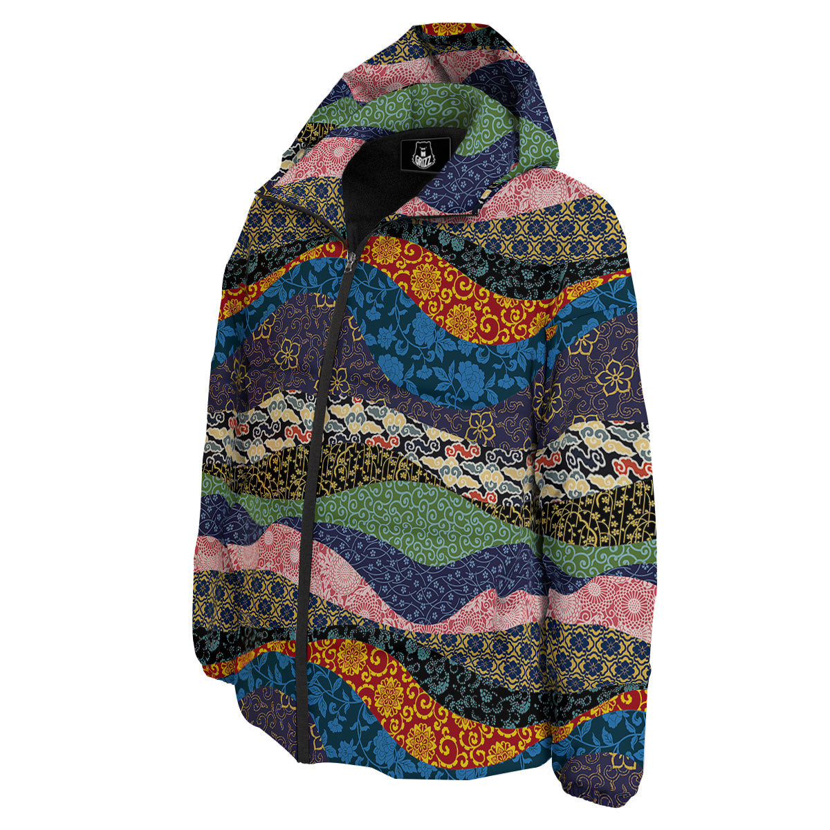 Chinese Fabric Art Print Pattern Down Jacket-grizzshop