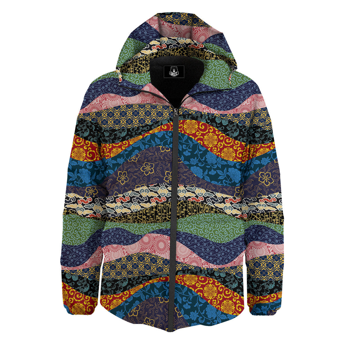 Chinese Fabric Art Print Pattern Down Jacket-grizzshop