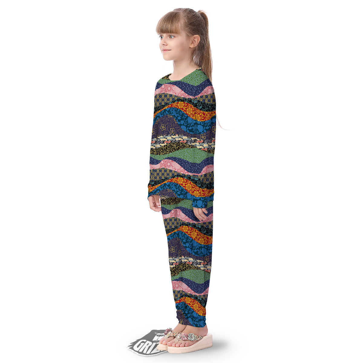 Chinese Fabric Art Print Pattern Kid's Pajamas-grizzshop