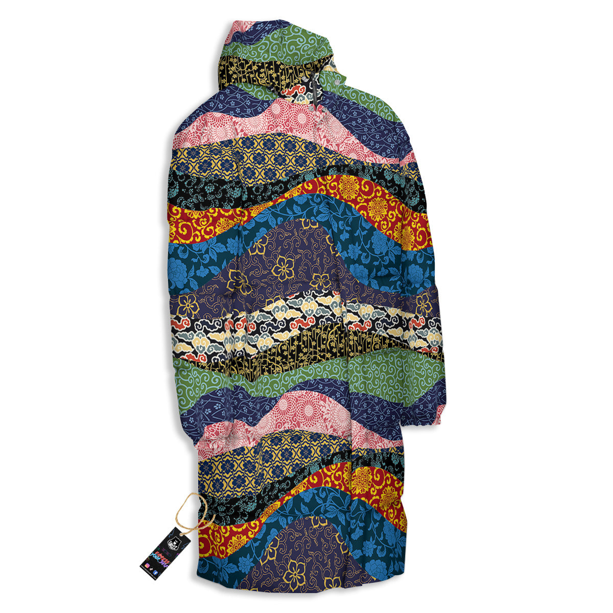 Chinese Fabric Art Print Pattern Long Down Jacket-grizzshop