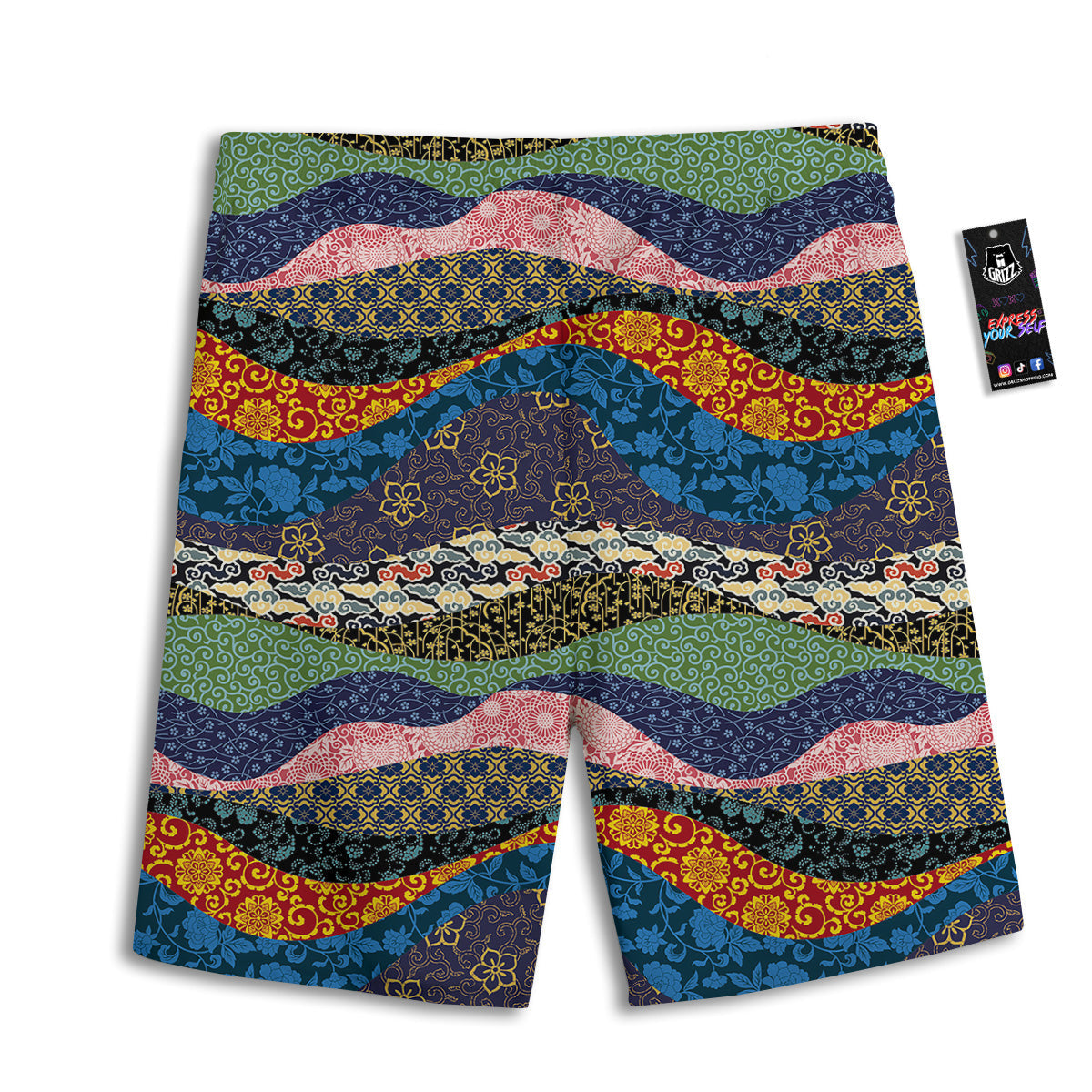 Chinese Fabric Art Print Pattern Men's Athletic Shorts