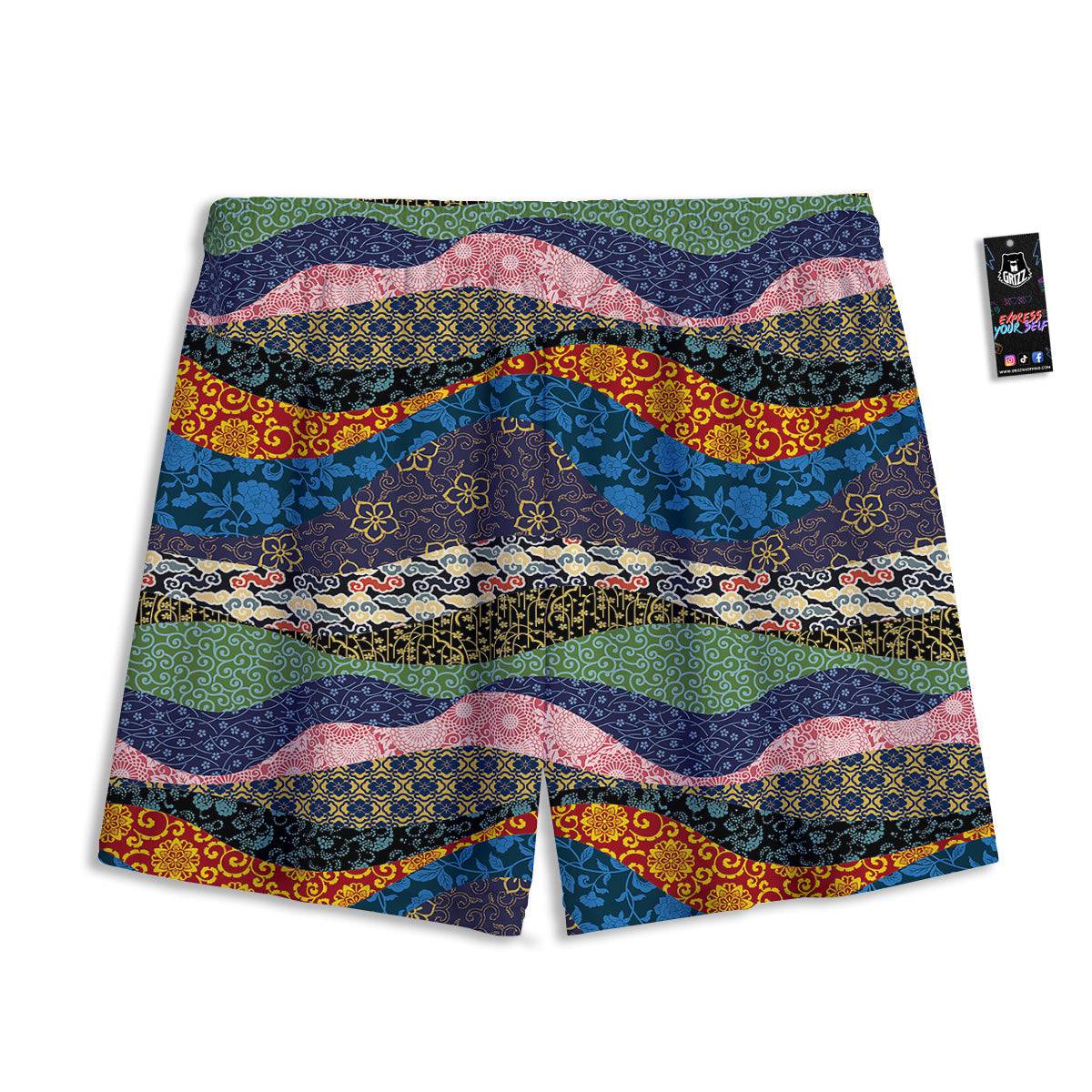 Flower Geometric Dot Print Pattern Mesh Shorts