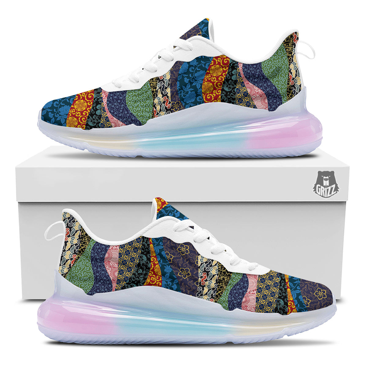 Chinese Fabric Art Print Pattern Running Sneakers-grizzshop
