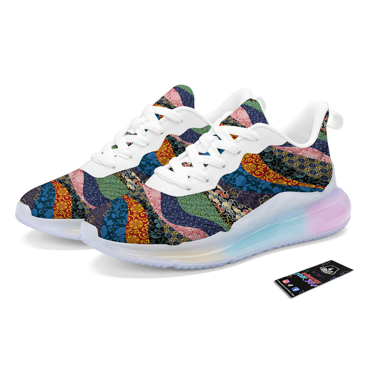 Chinese Fabric Art Print Pattern Running Sneakers-grizzshop