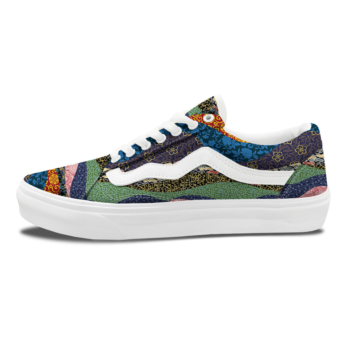 Chinese Fabric Art Print Pattern Skate Shoes-grizzshop