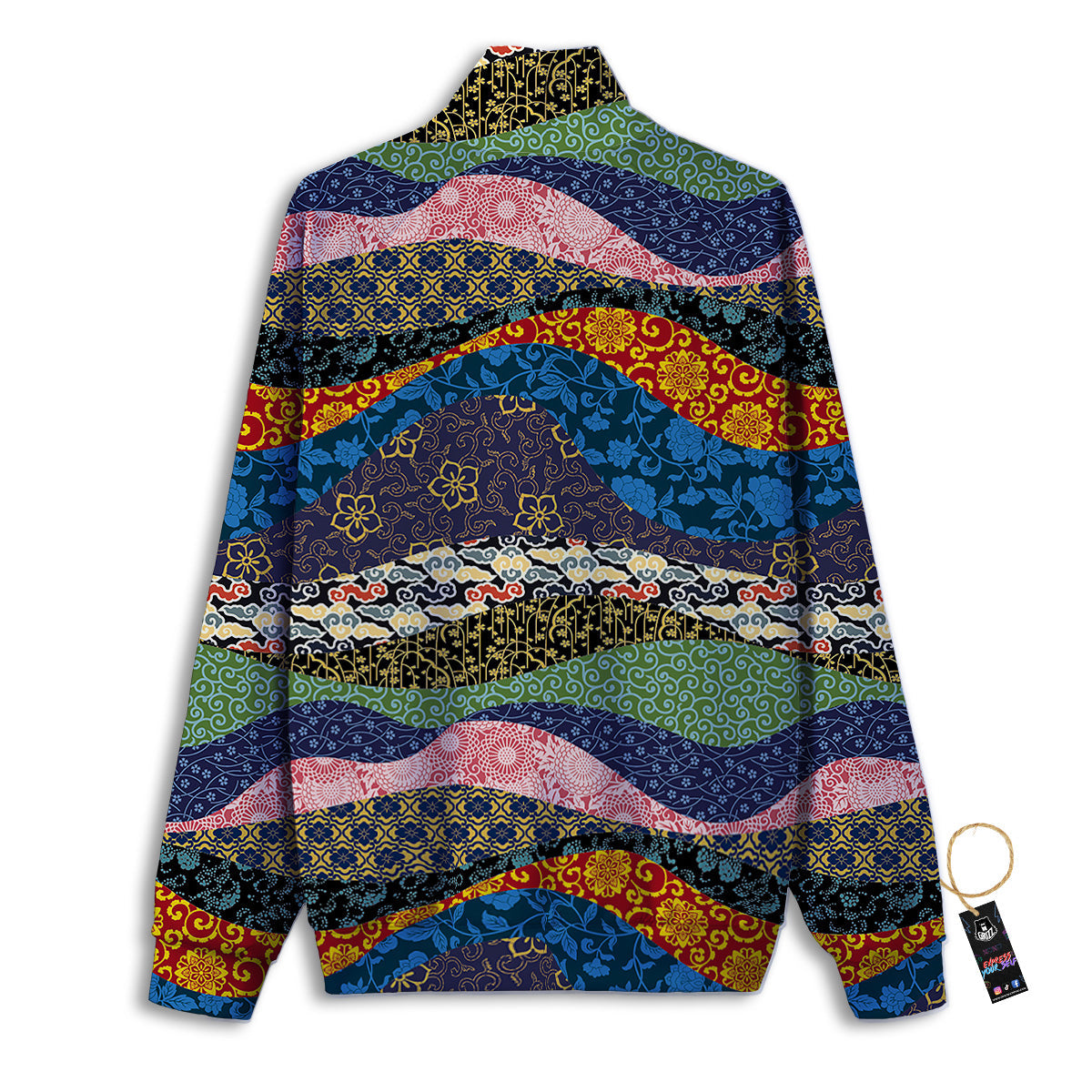Chinese Fabric Art Print Pattern Track Jacket-grizzshop