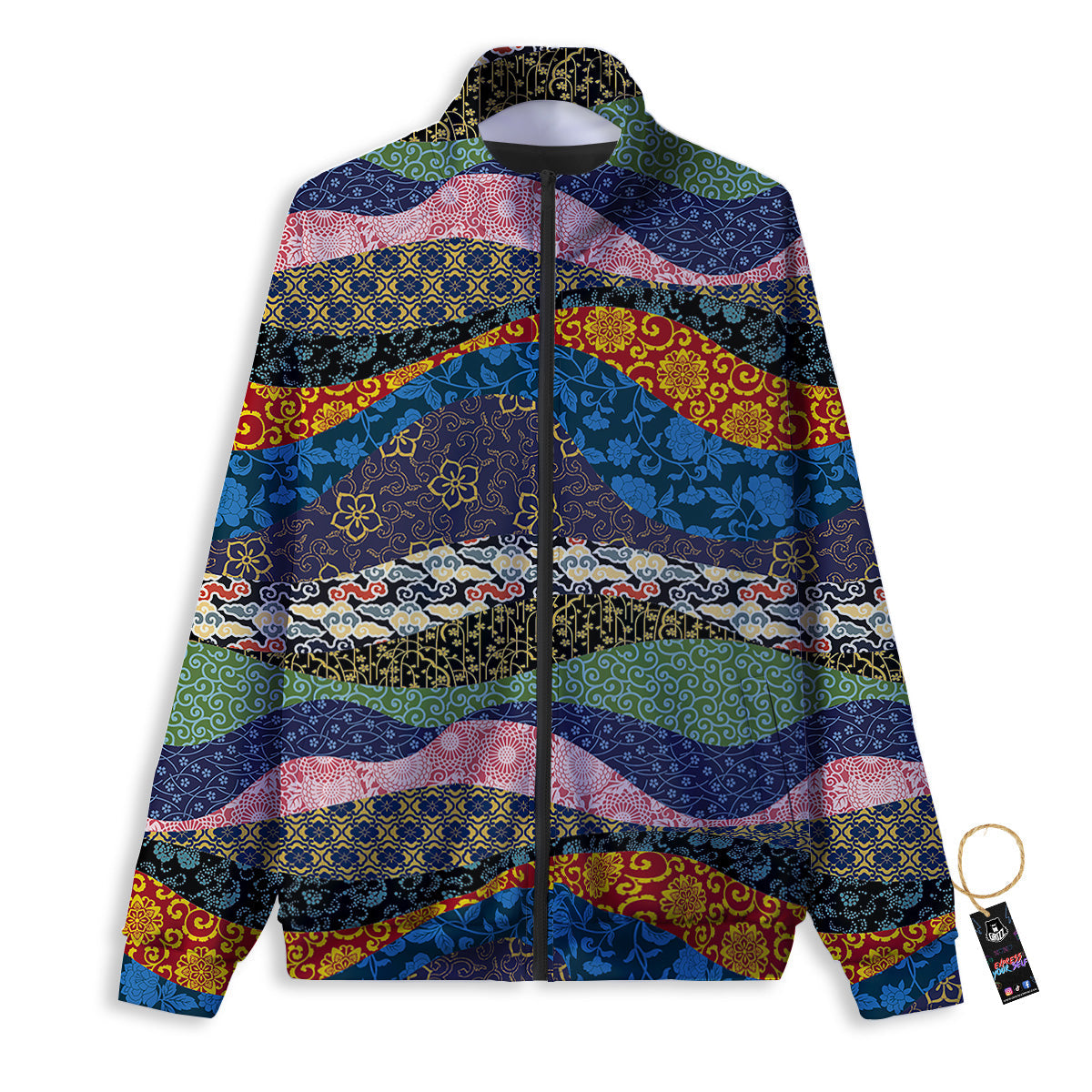 Chinese Fabric Art Print Pattern Track Jacket-grizzshop