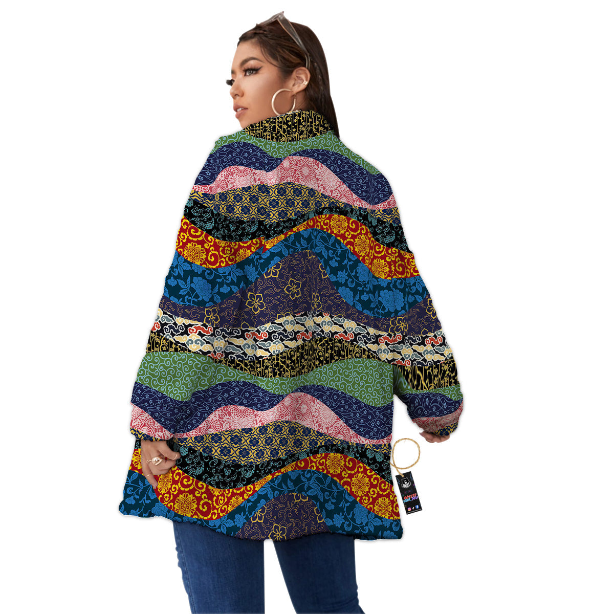 Chinese Fabric Art Print Pattern Women's Sherpa Jacket-grizzshop