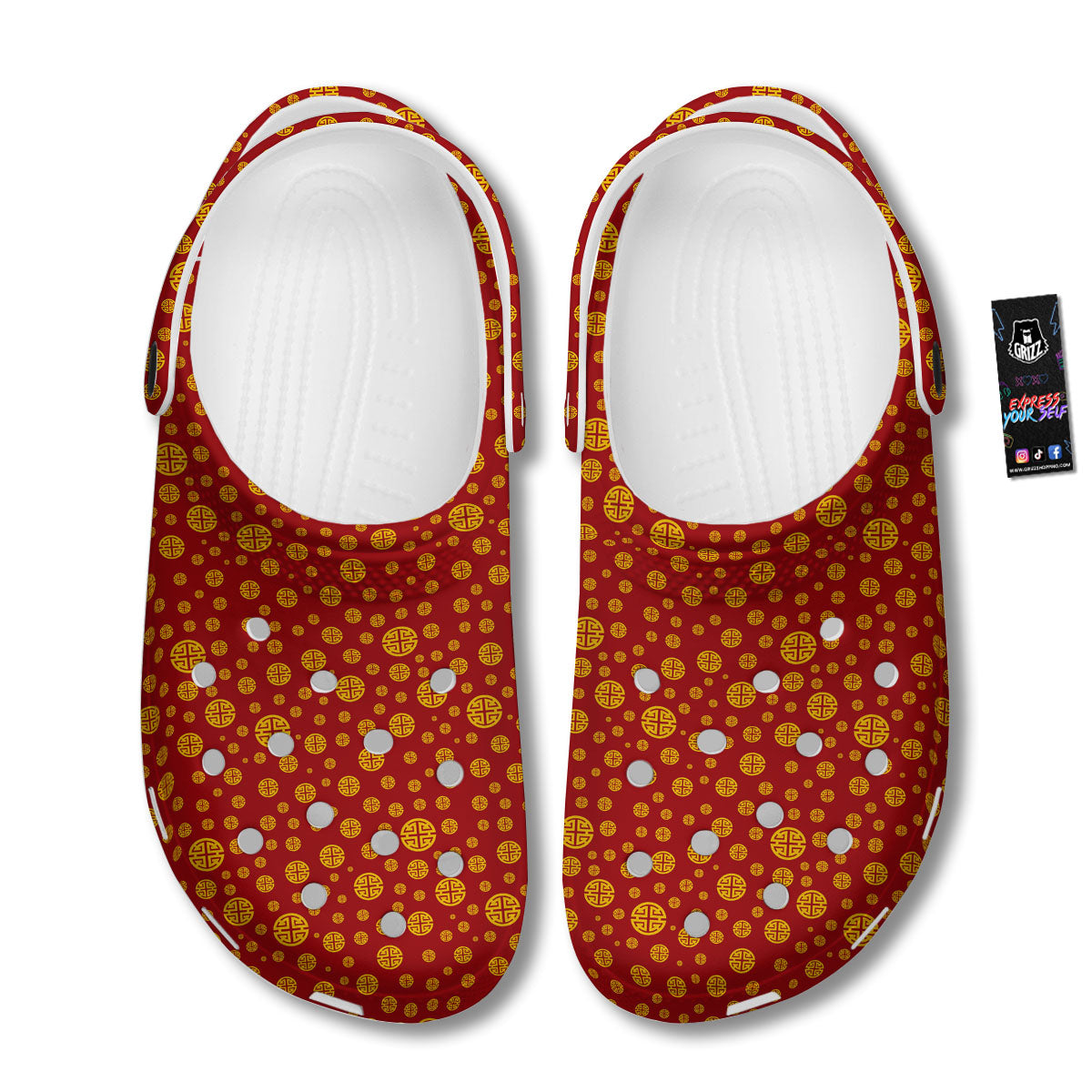 Chinese Gold Print Pattern Clog-grizzshop