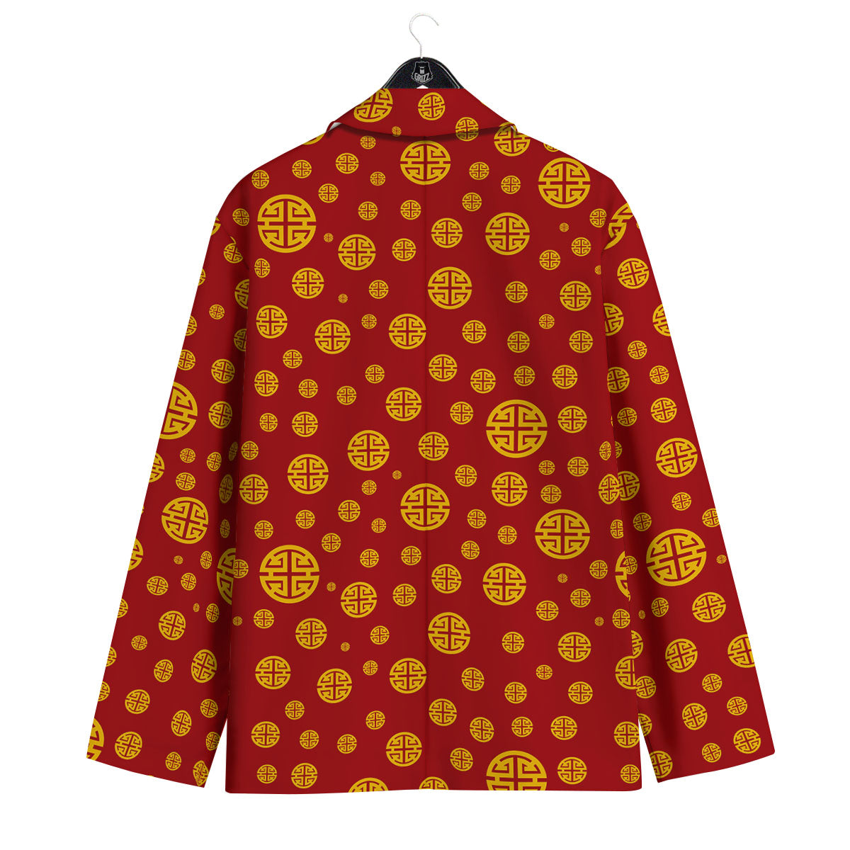Chinese Gold Print Pattern Men's Sport Coat-grizzshop