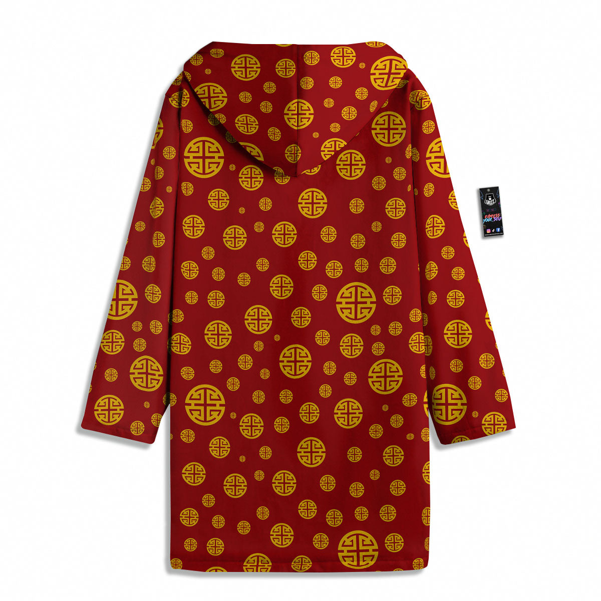 Chinese Gold Print Pattern Men's Windbreaker Jacket-grizzshop