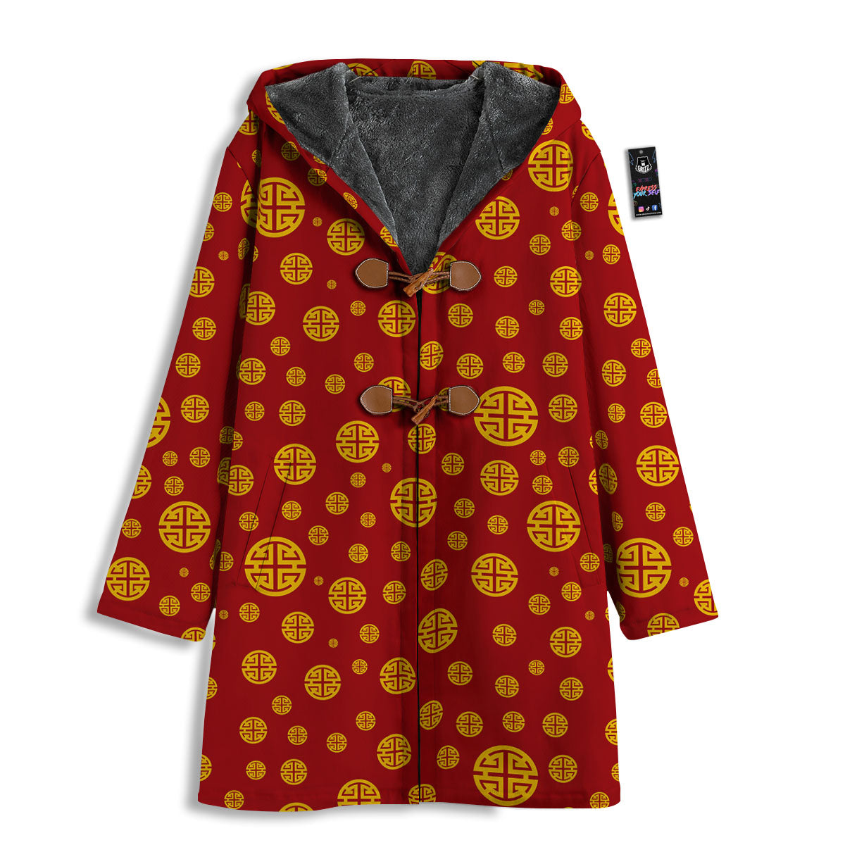Chinese Gold Print Pattern Men's Windbreaker Jacket-grizzshop