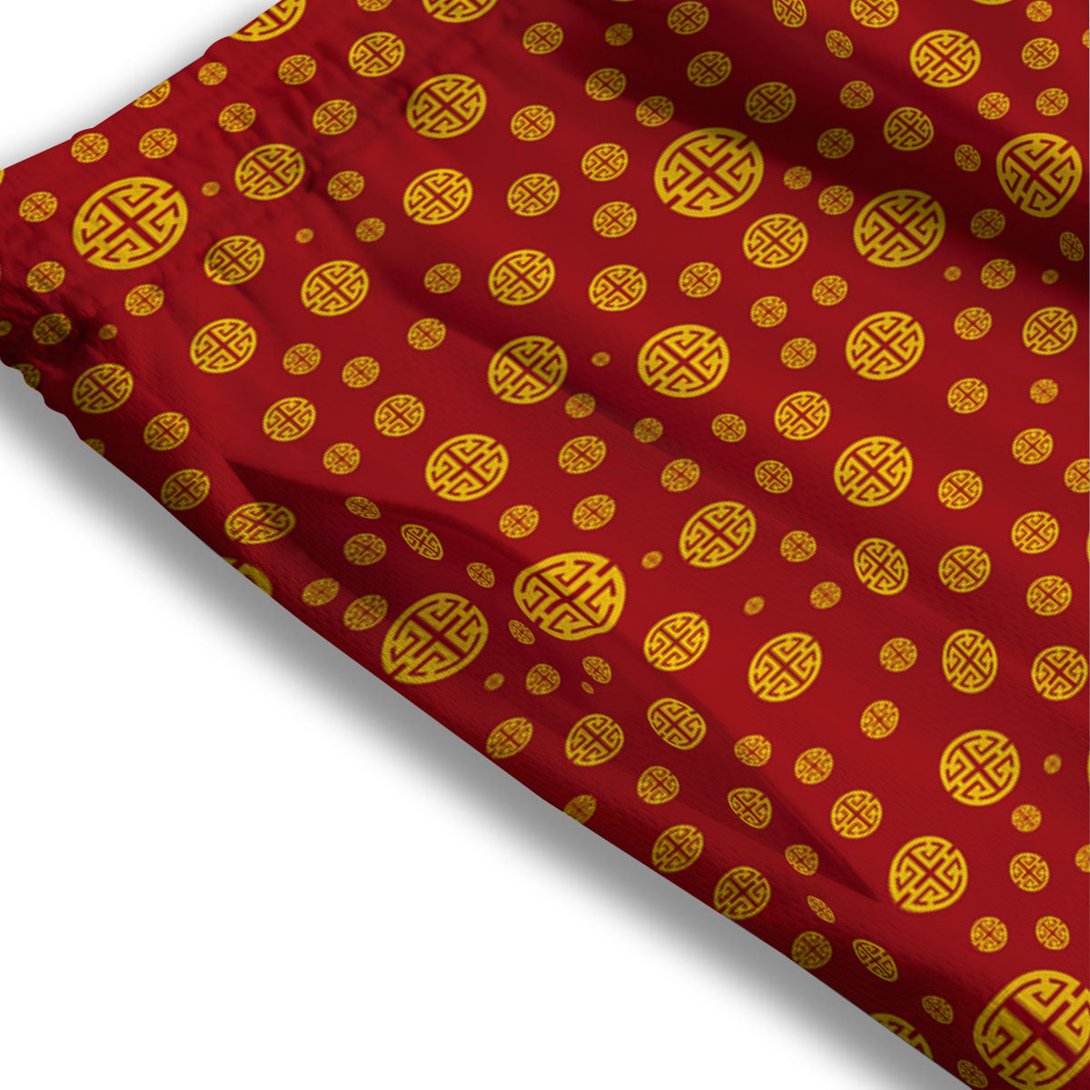 Chinese Gold Print Pattern Mesh Shorts