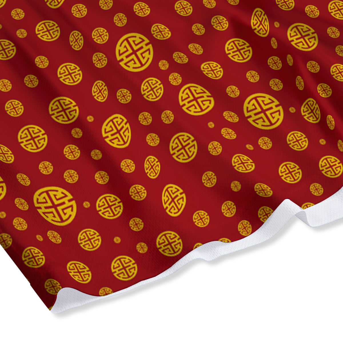 Chinese Gold Print Pattern Mesh Shorts