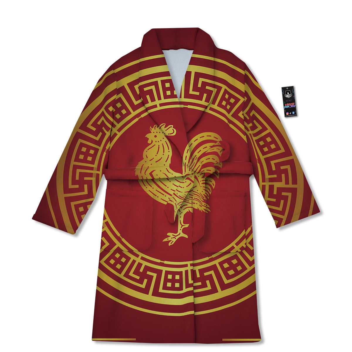 Chinese New Year Rooster Print Bathrobe-grizzshop