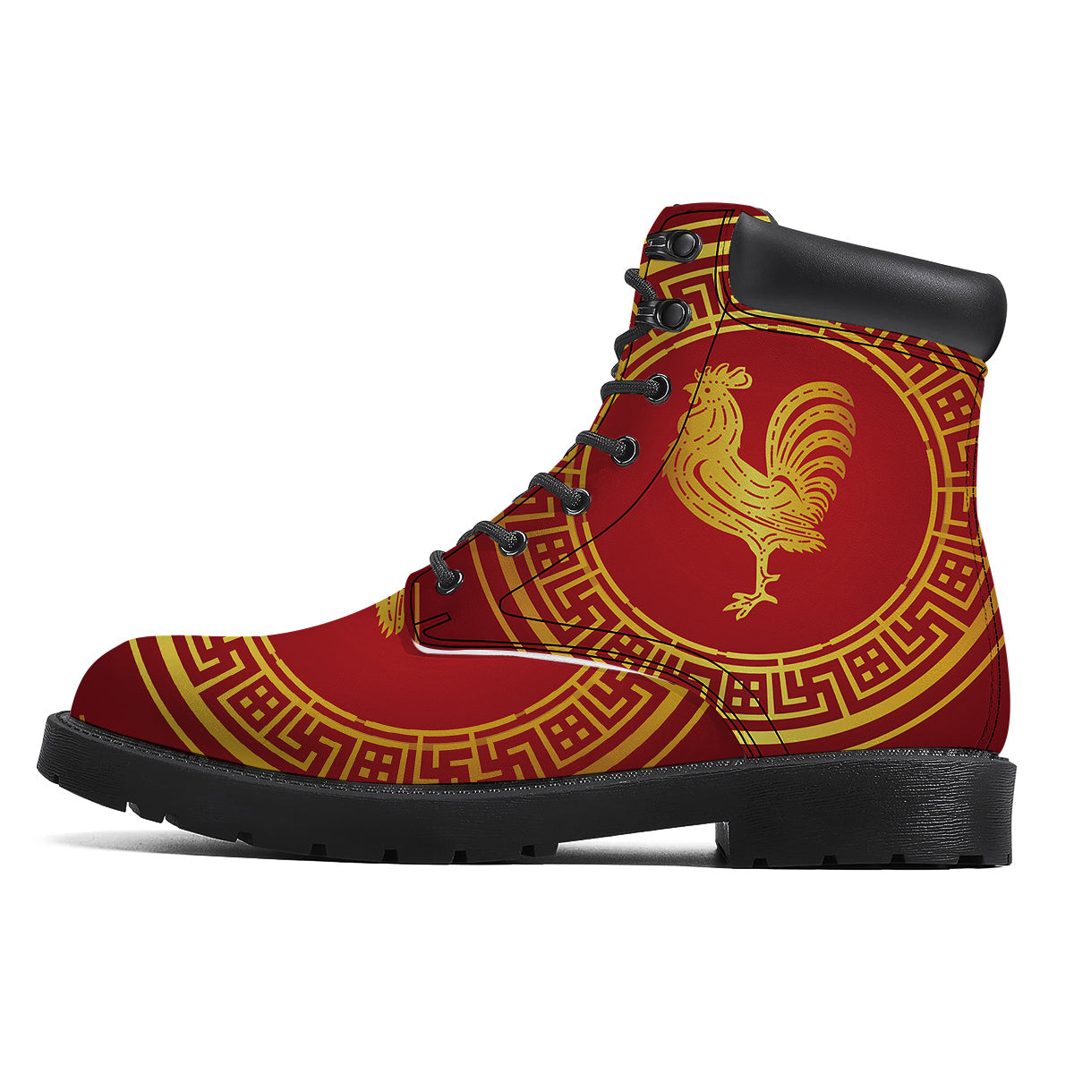 Chinese New Year Rooster Print Boots-grizzshop