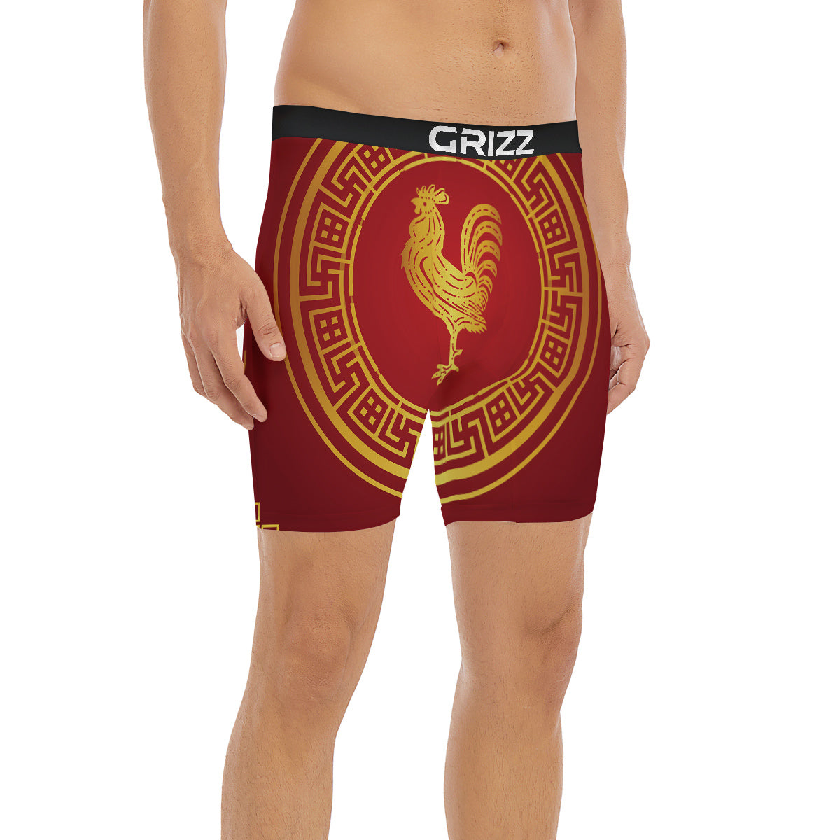 Chinese New Year Rooster Print Boxer Briefs-grizzshop