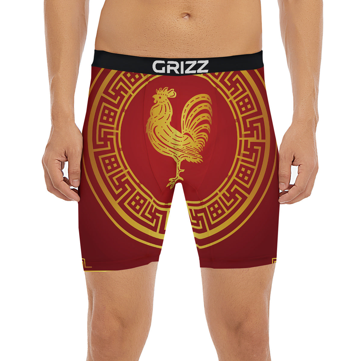 Chinese New Year Rooster Print Boxer Briefs-grizzshop