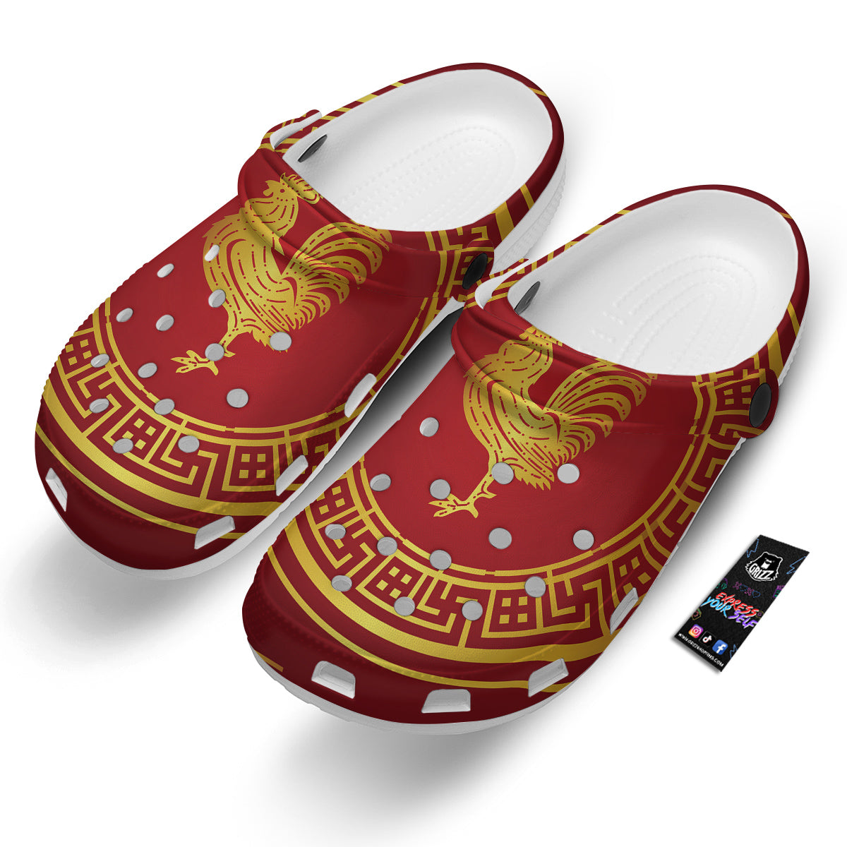 Chinese New Year Rooster Print Clog-grizzshop