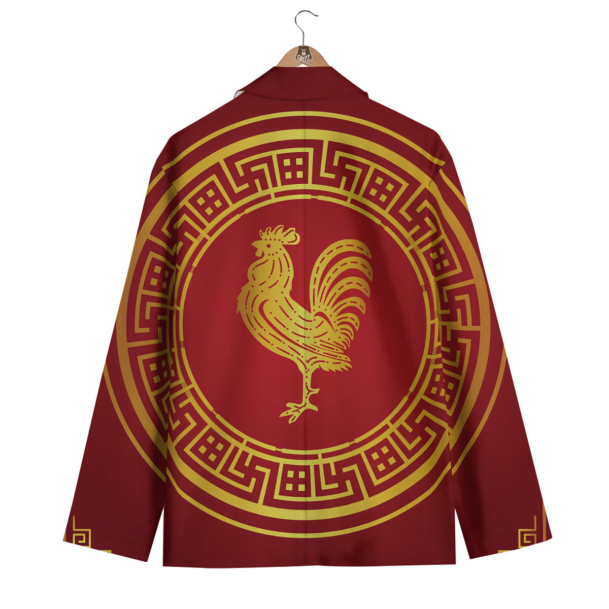 Chinese New Year Rooster Print Men's Blazer-grizzshop