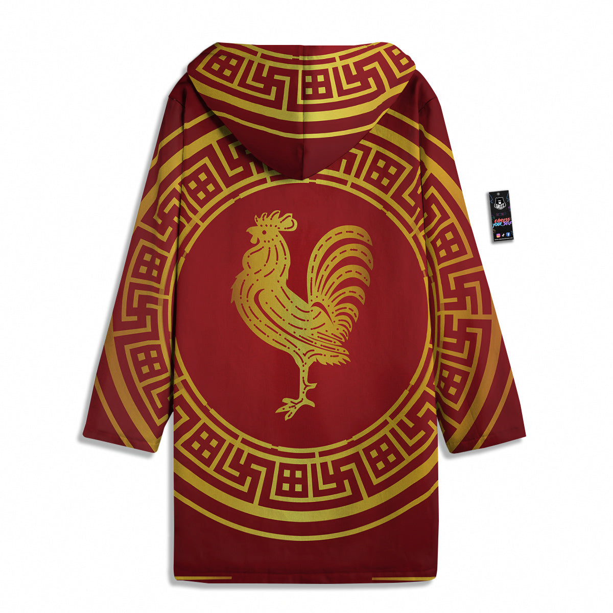 Chinese New Year Rooster Print Men's Windbreaker Jacket-grizzshop