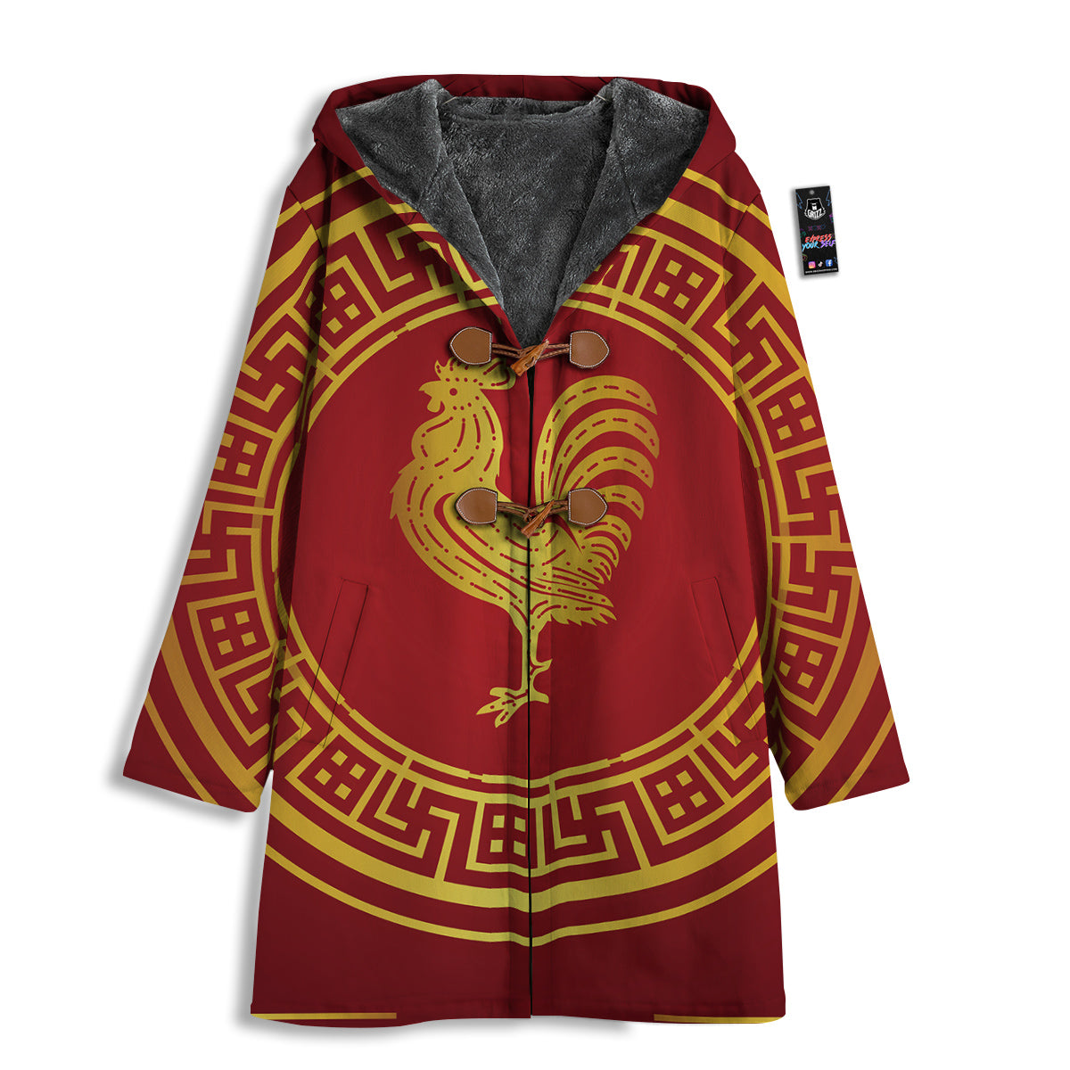 Chinese New Year Rooster Print Men's Windbreaker Jacket-grizzshop