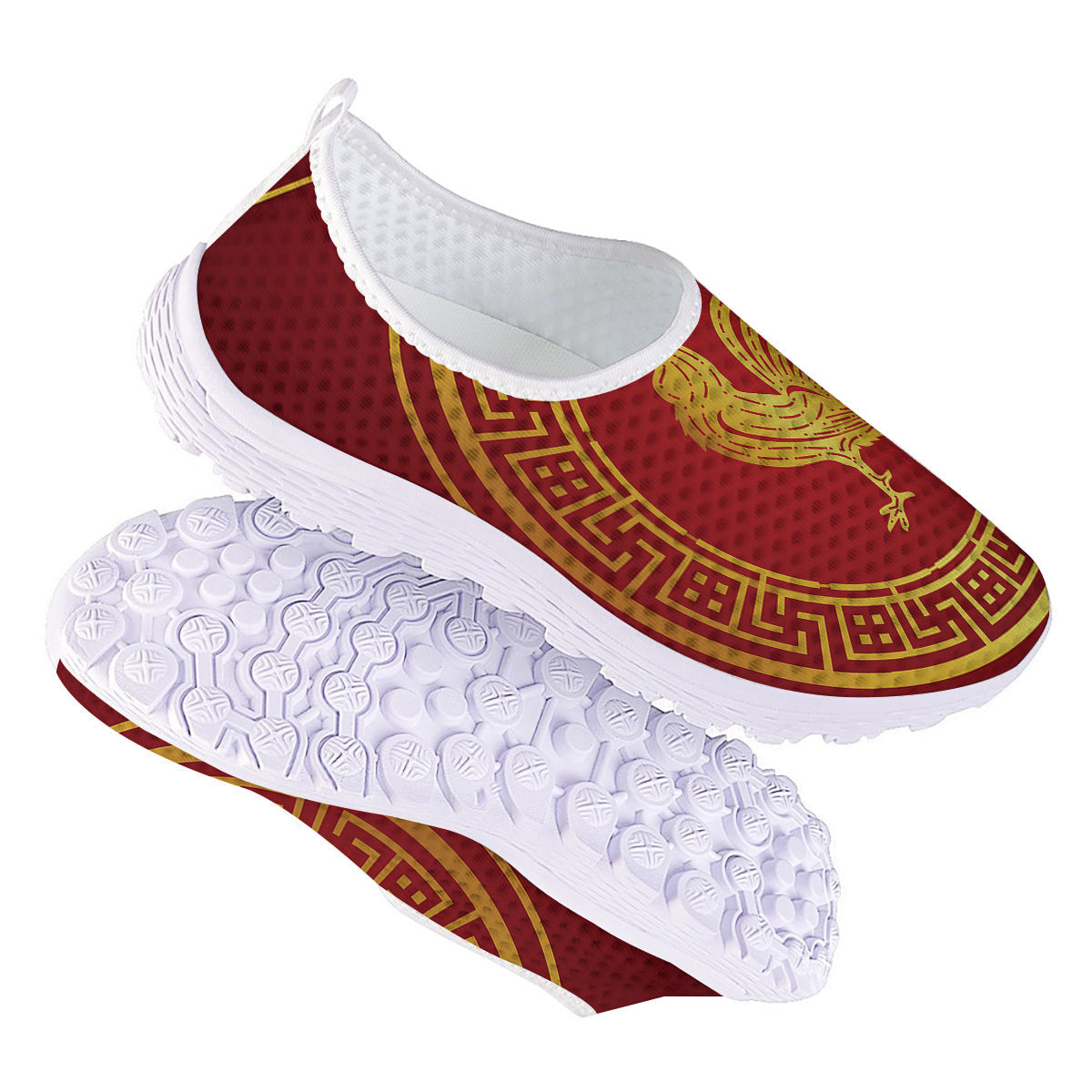 Chinese New Year Rooster Print Nurse Shoes-grizzshop