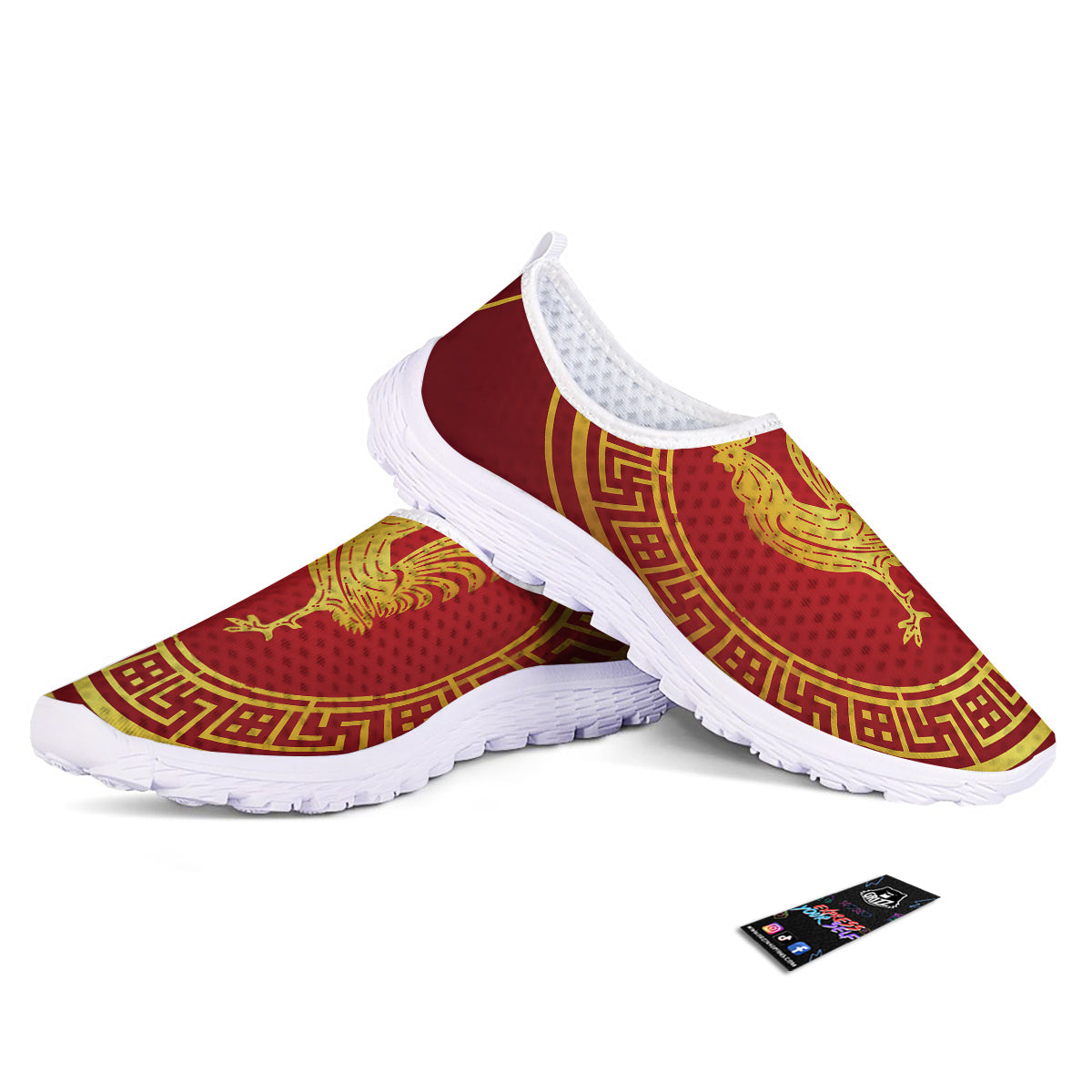 Chinese New Year Rooster Print Nurse Shoes-grizzshop