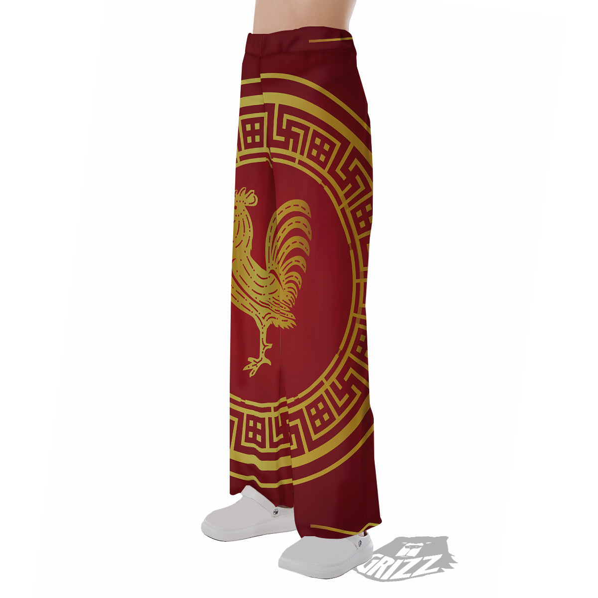 Chinese New Year Rooster Print Pajama Pants-grizzshop