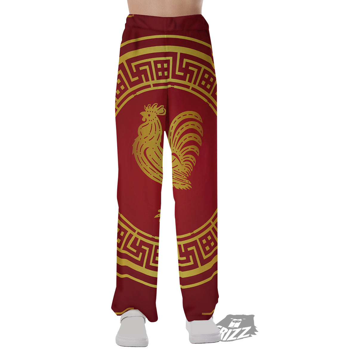 Chinese New Year Rooster Print Pajama Pants-grizzshop