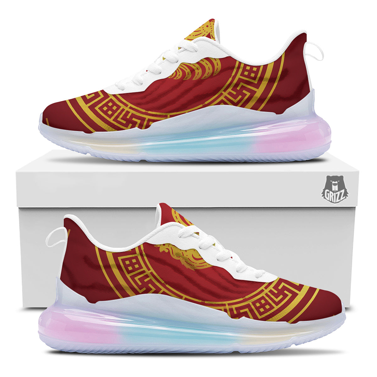 Chinese New Year Rooster Print Running Sneakers-grizzshop
