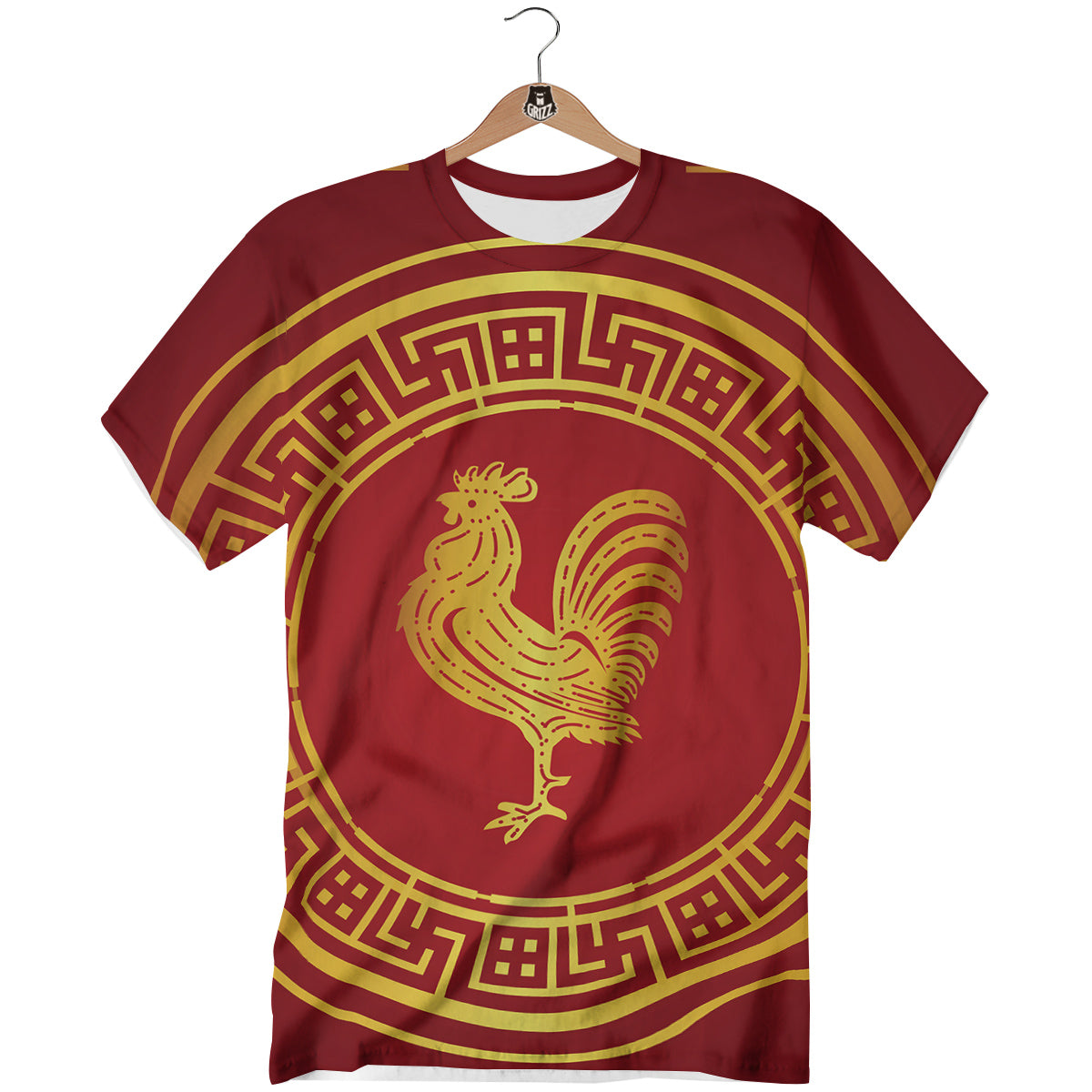 Chinese New Year Rooster Print T-Shirt-grizzshop