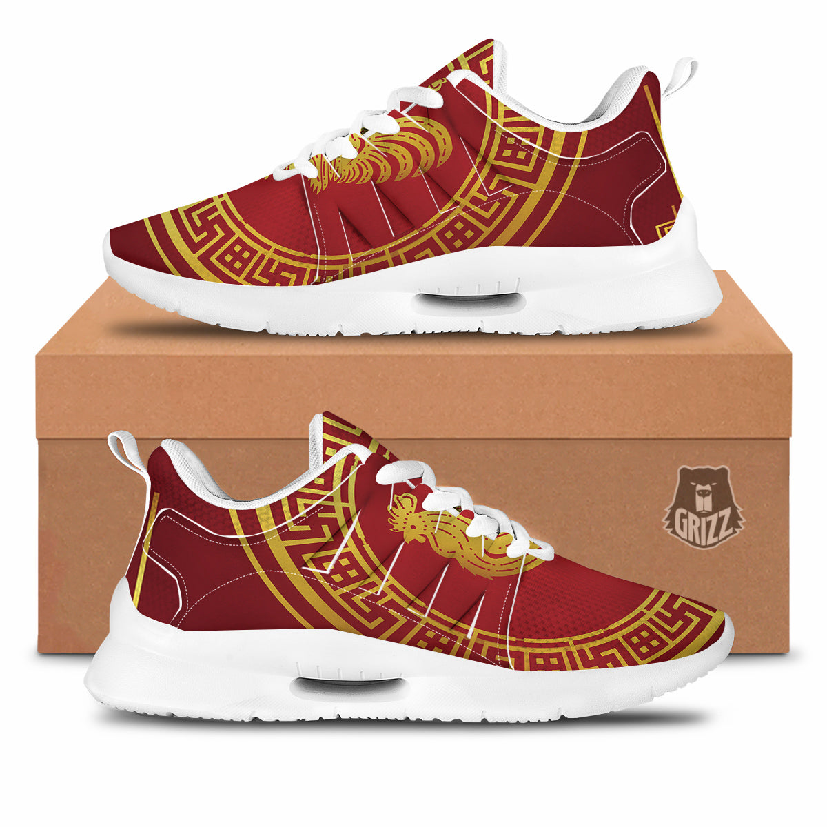 Chinese New Year Rooster Print Tennis Shoes-grizzshop