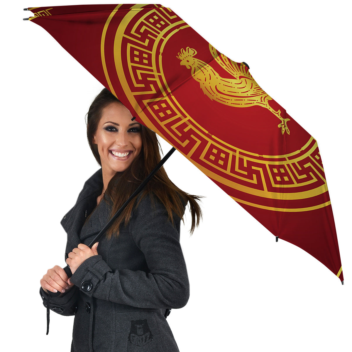 Chinese New Year Rooster Print Umbrella-grizzshop
