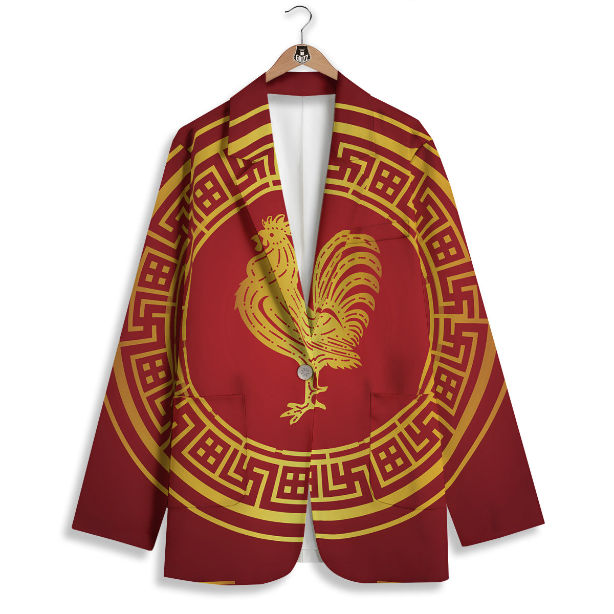 Chinese New Year Rooster Print Women's Blazer-grizzshop