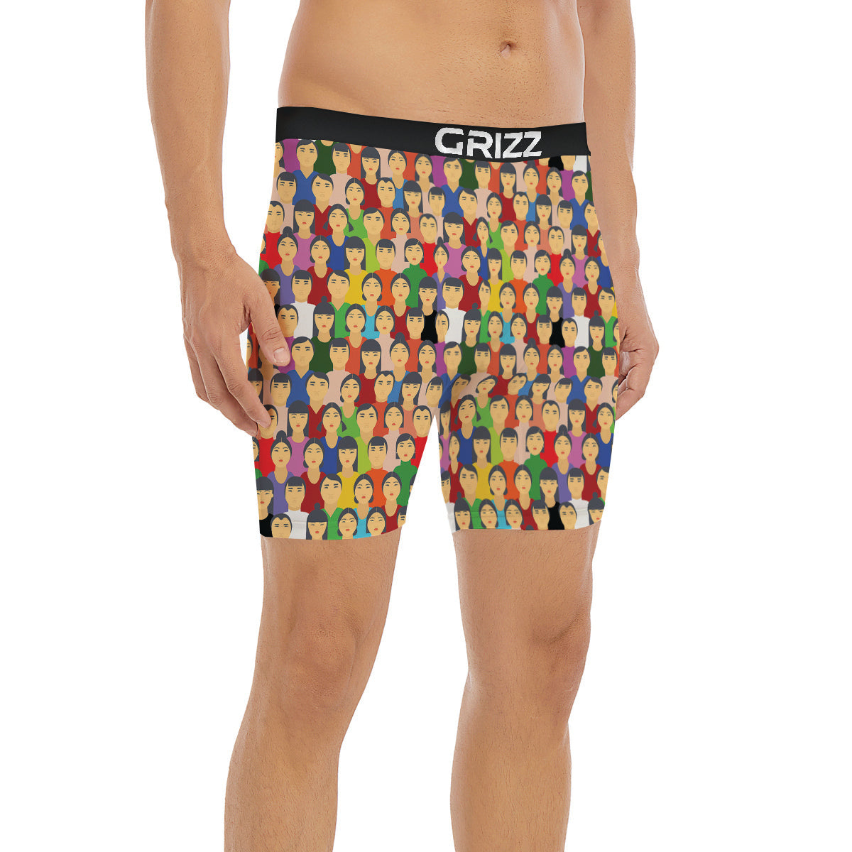 Chinese People Colorful Print Pattern Boxer Briefs-grizzshop
