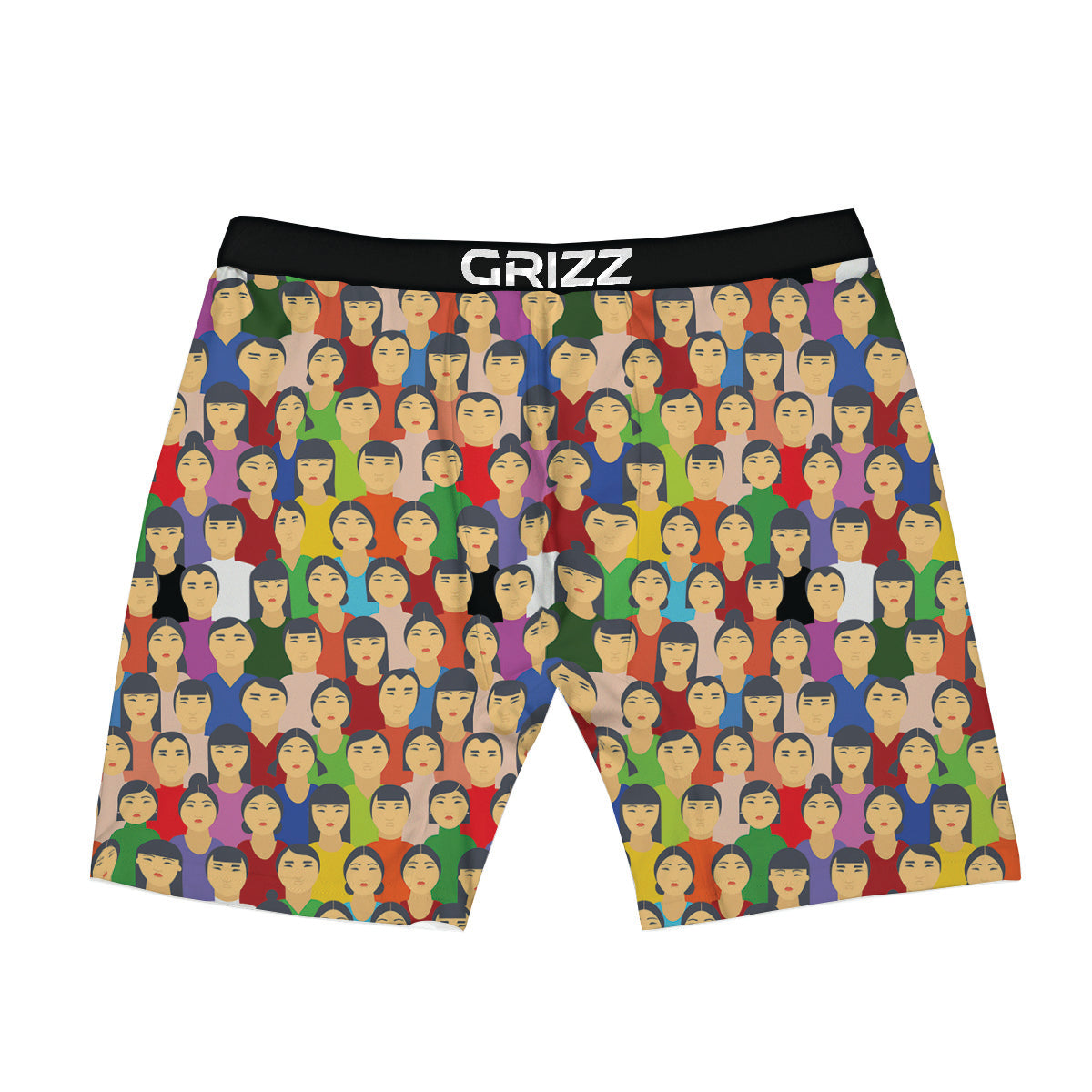 Chinese People Colorful Print Pattern Boxer Briefs-grizzshop