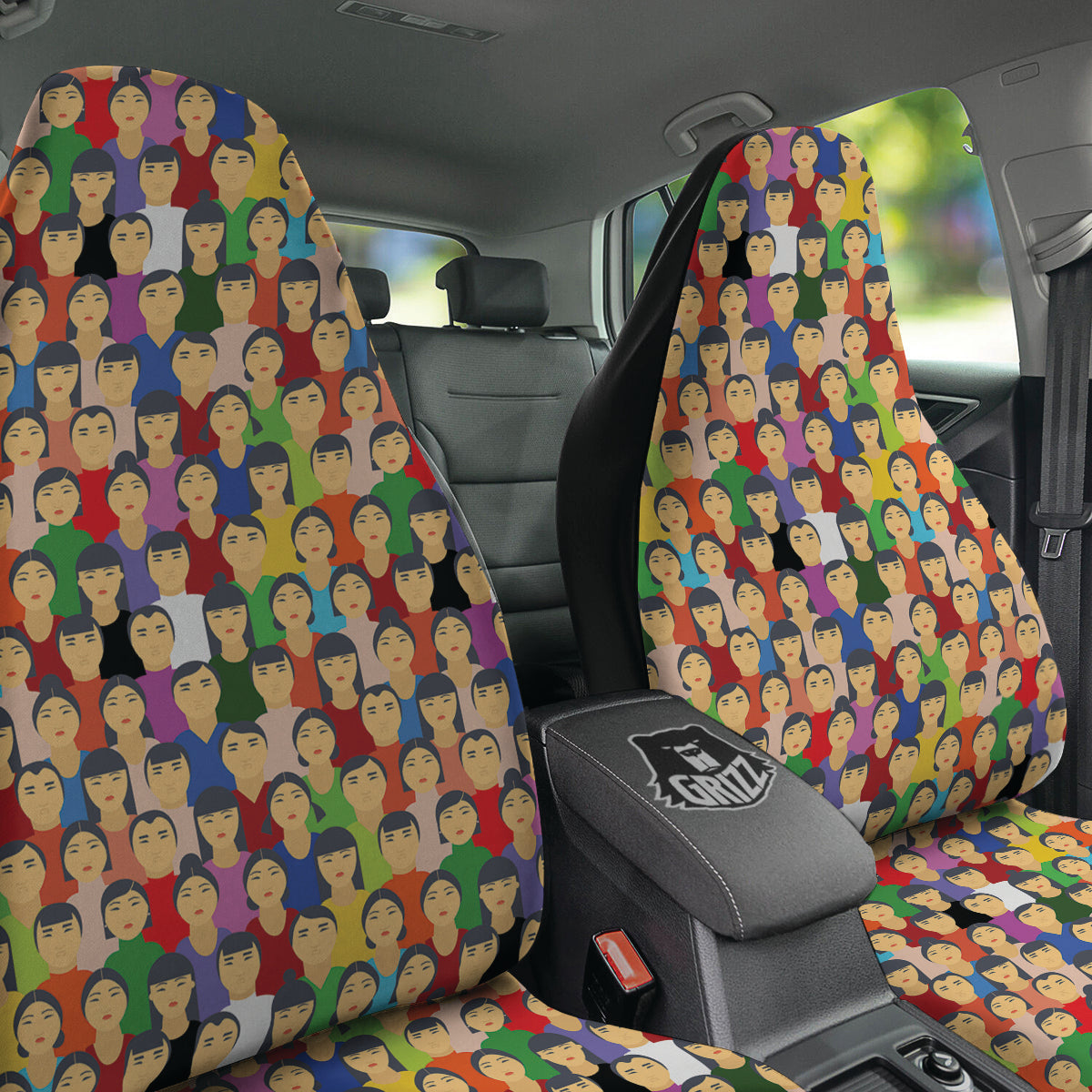 Chinese People Colorful Print Pattern Car Seat Covers-grizzshop