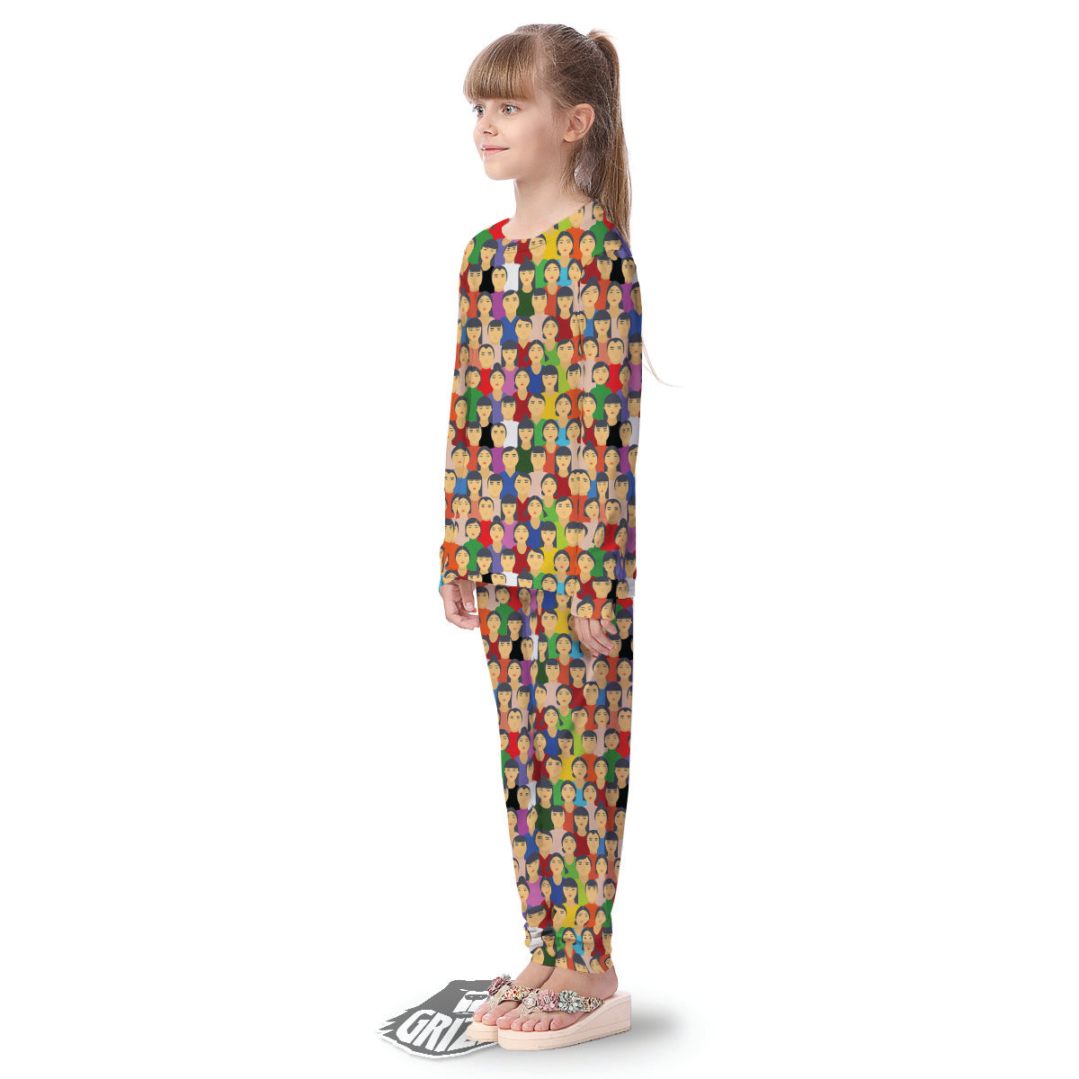 Chinese People Colorful Print Pattern Kid's Pajamas-grizzshop