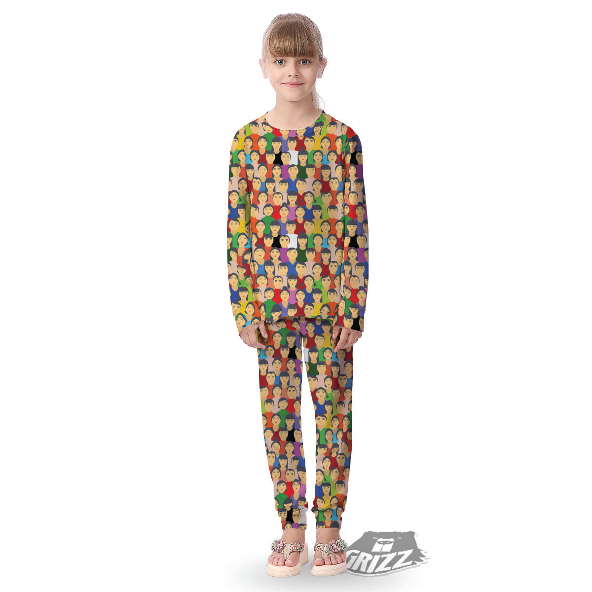 Chinese People Colorful Print Pattern Kid's Pajamas-grizzshop