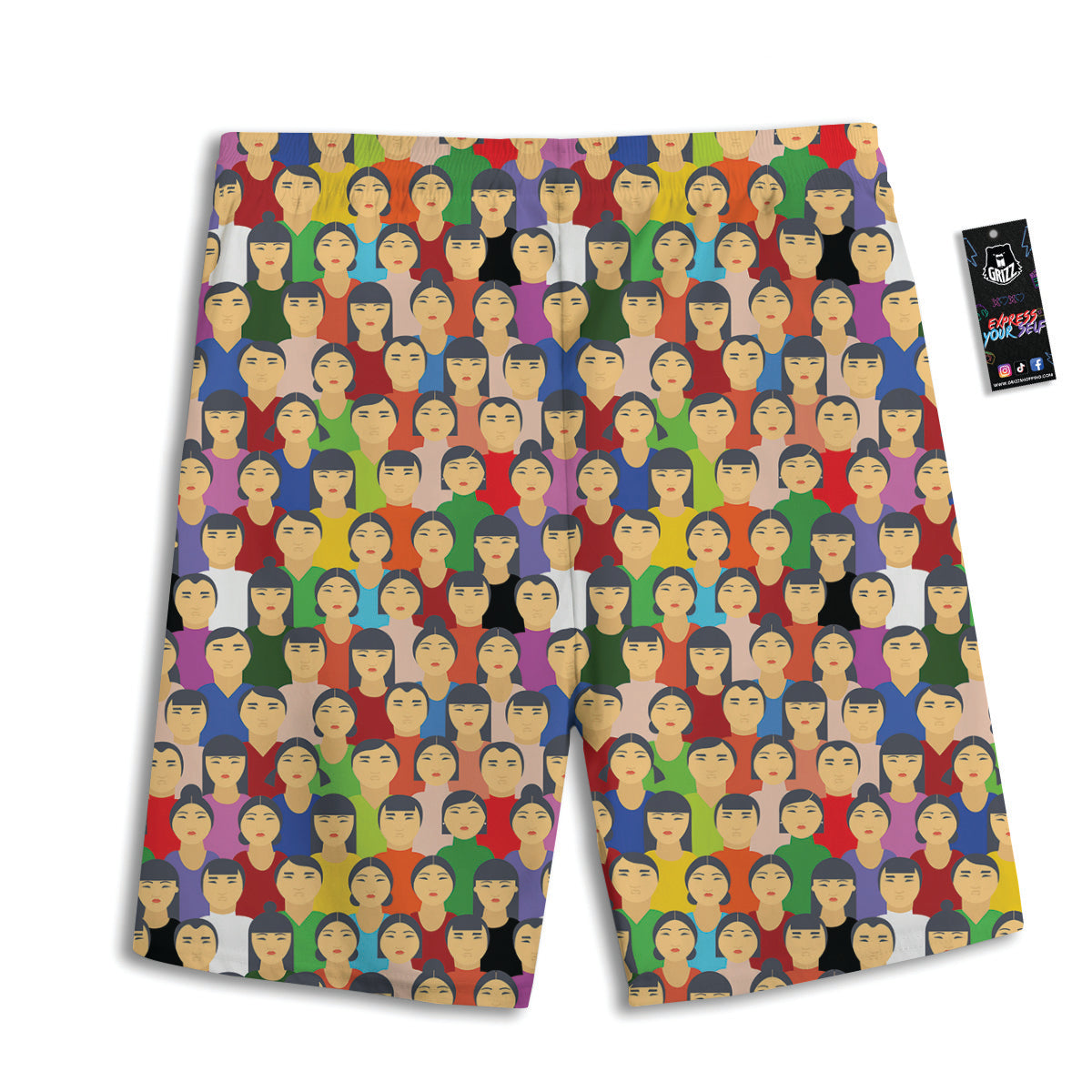 Chinese People Colorful Print Pattern Men's Athletic Shorts