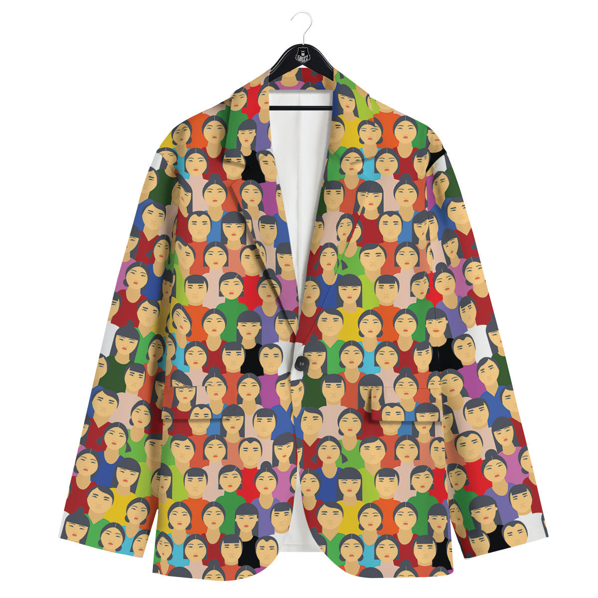 Chinese People Colorful Print Pattern Men's Sport Coat-grizzshop