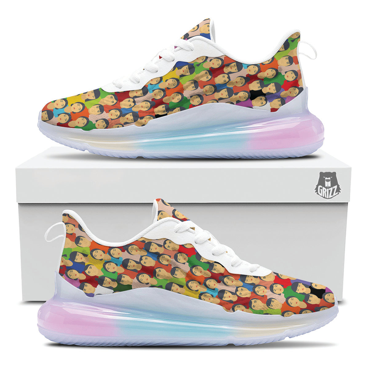 Chinese People Colorful Print Pattern Running Sneakers-grizzshop