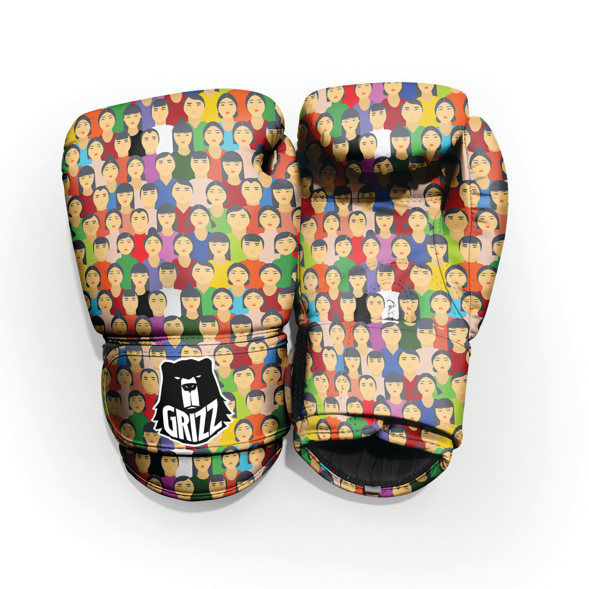 Chinese People Colorful Print Pattern Pro Boxing Glove