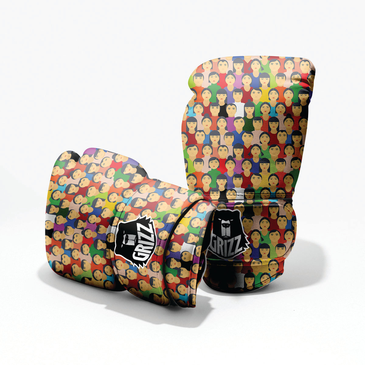 Chinese People Colorful Print Pattern Pro Boxing Glove