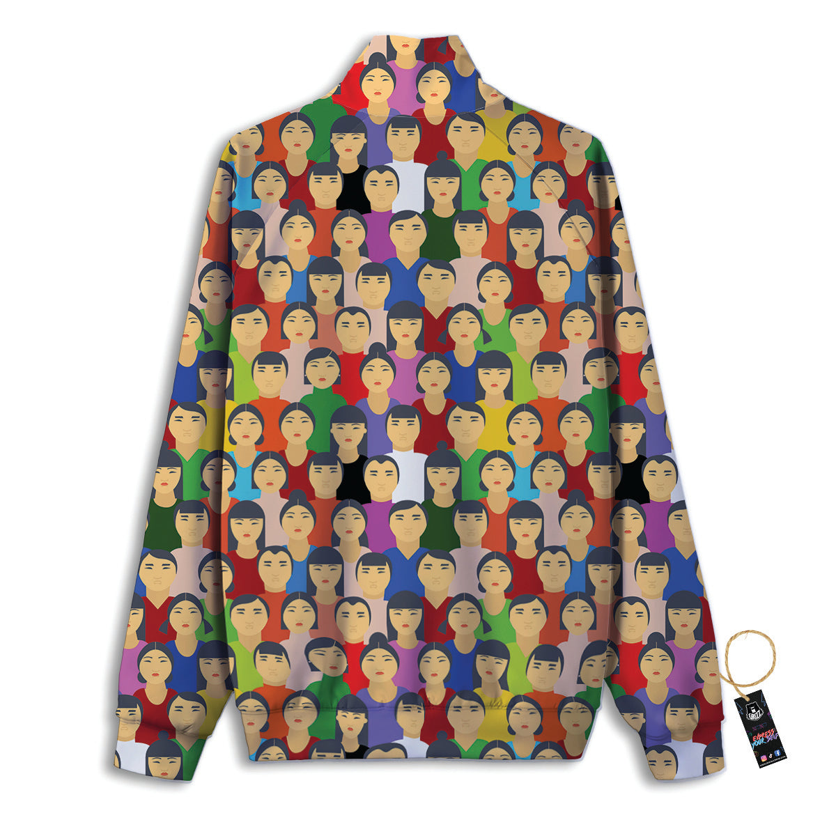 Chinese People Colorful Print Pattern Track Jacket-grizzshop